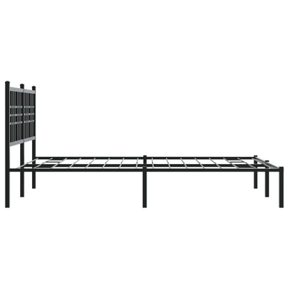 Bedframe met hoofdbord metaal zwart 120x190 cm