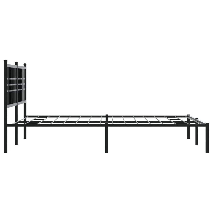 Bedframe met hoofdbord metaal zwart 120x190 cm