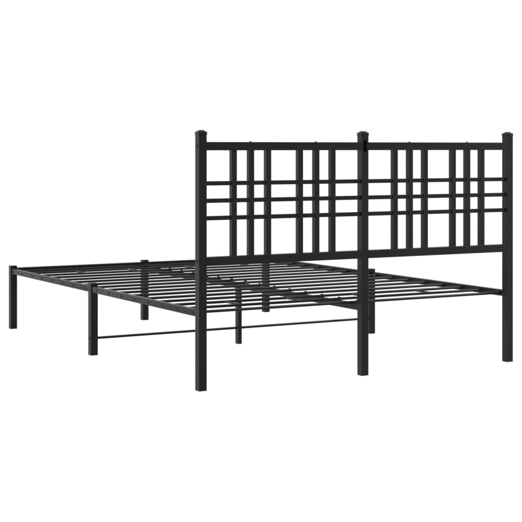 Bedframe met hoofdbord metaal zwart 120x190 cm