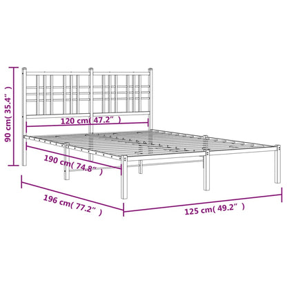 Bedframe met hoofdbord metaal zwart 120x190 cm