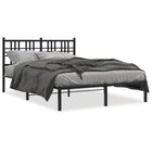 Metal bed frame with headboard black 120x190 cm