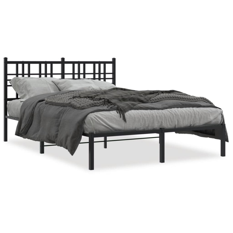 Bedframe met hoofdbord metaal zwart 120x190 cm