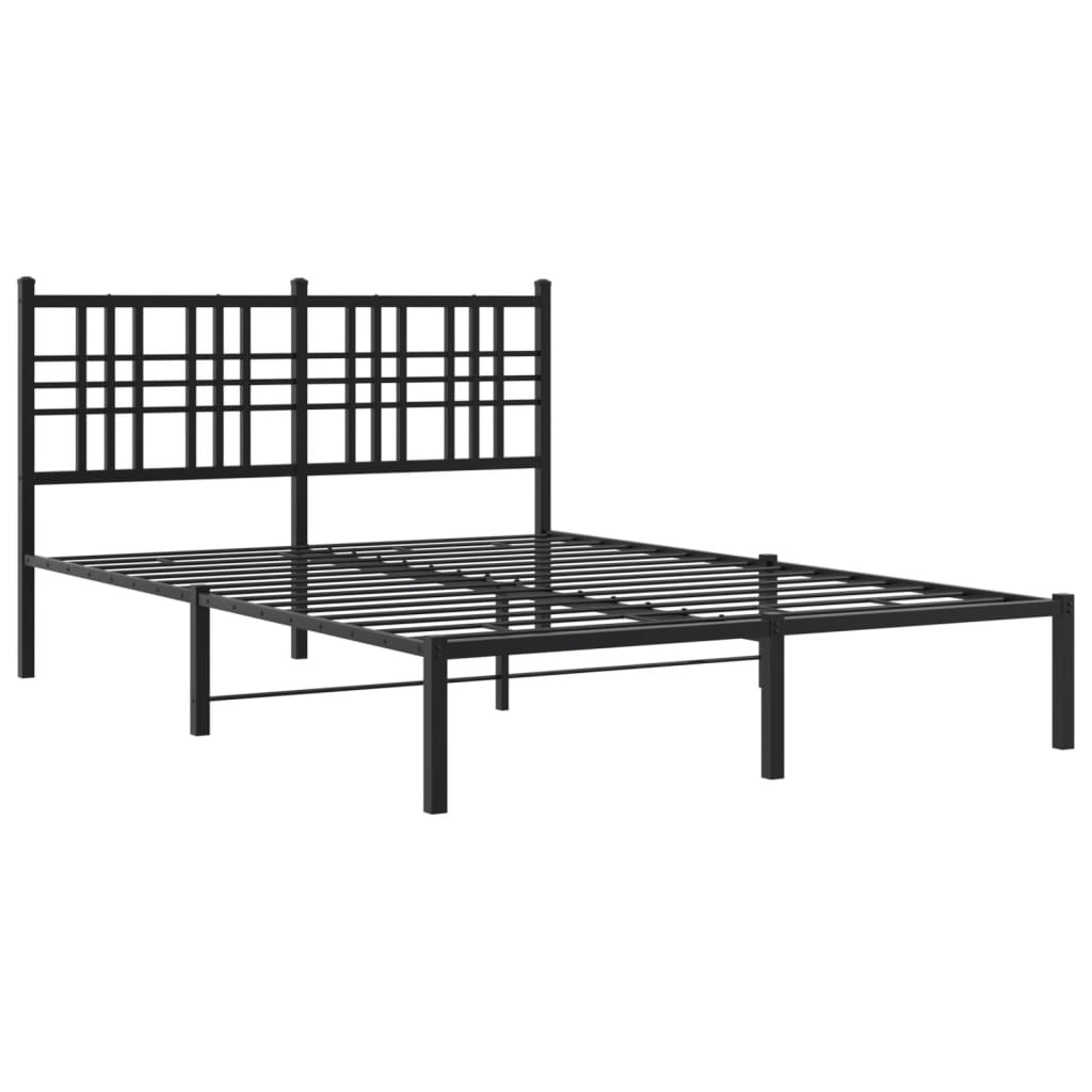 Bedframe met hoofdbord metaal zwart 120x200 cm