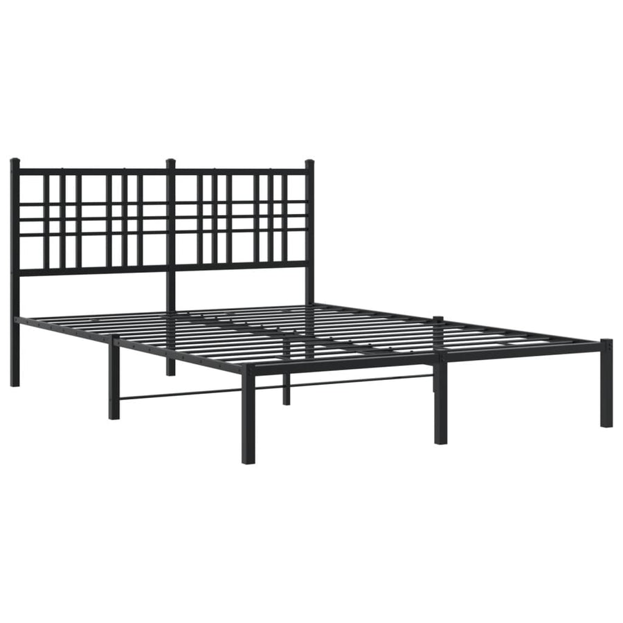 Bedframe met hoofdbord metaal zwart 120x200 cm