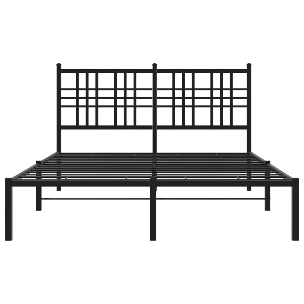 Bedframe met hoofdbord metaal zwart 120x200 cm