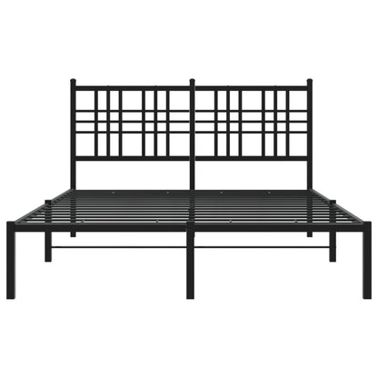 Bedframe met hoofdbord metaal zwart 120x200 cm