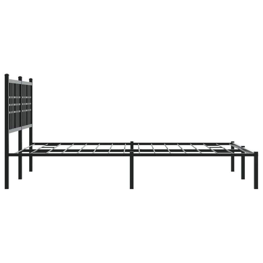 Bedframe met hoofdbord metaal zwart 120x200 cm