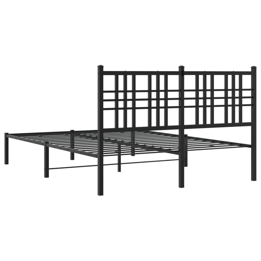 Bedframe met hoofdbord metaal zwart 120x200 cm