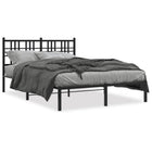 Bed frame with headboard metal black 120x200 cm