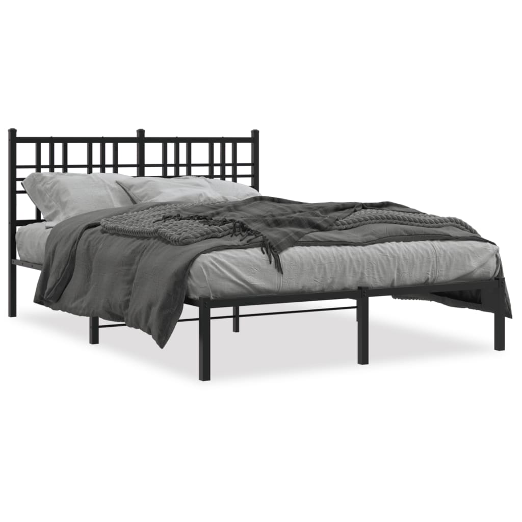 Bedframe met hoofdbord metaal zwart 120x200 cm
