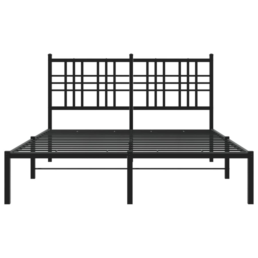 Bedframe met hoofdbord metaal zwart 135x190 cm