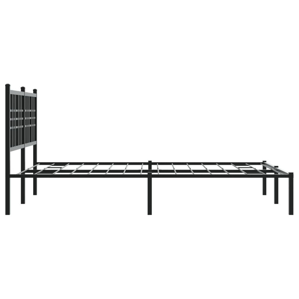 Bedframe met hoofdbord metaal zwart 135x190 cm