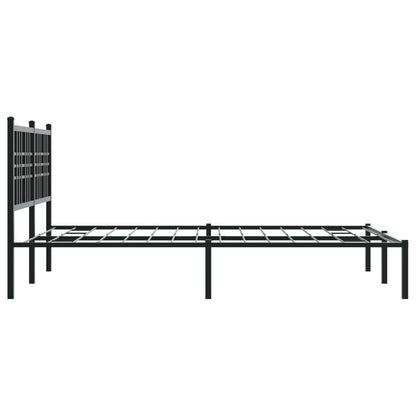 Bedframe met hoofdbord metaal zwart 135x190 cm