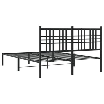 Bedframe met hoofdbord metaal zwart 135x190 cm