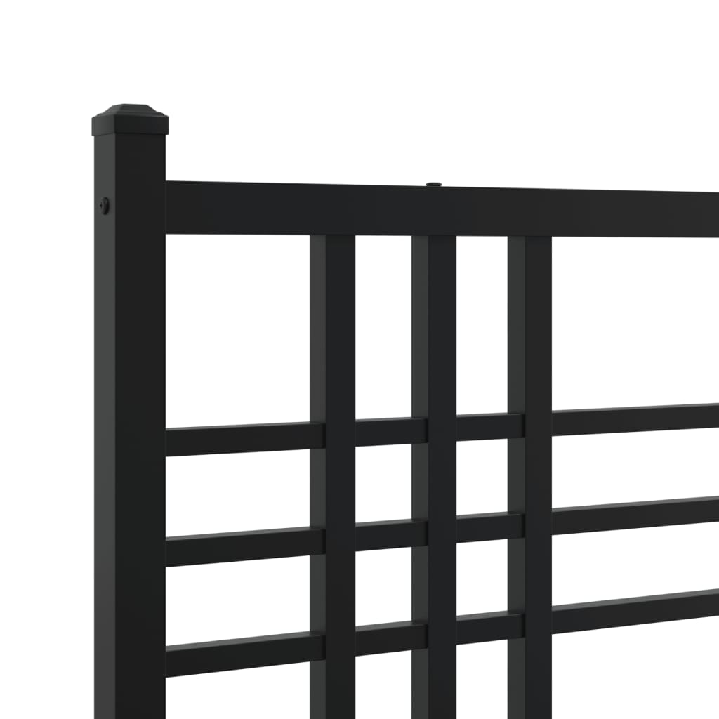 Bedframe met hoofdbord metaal zwart 135x190 cm