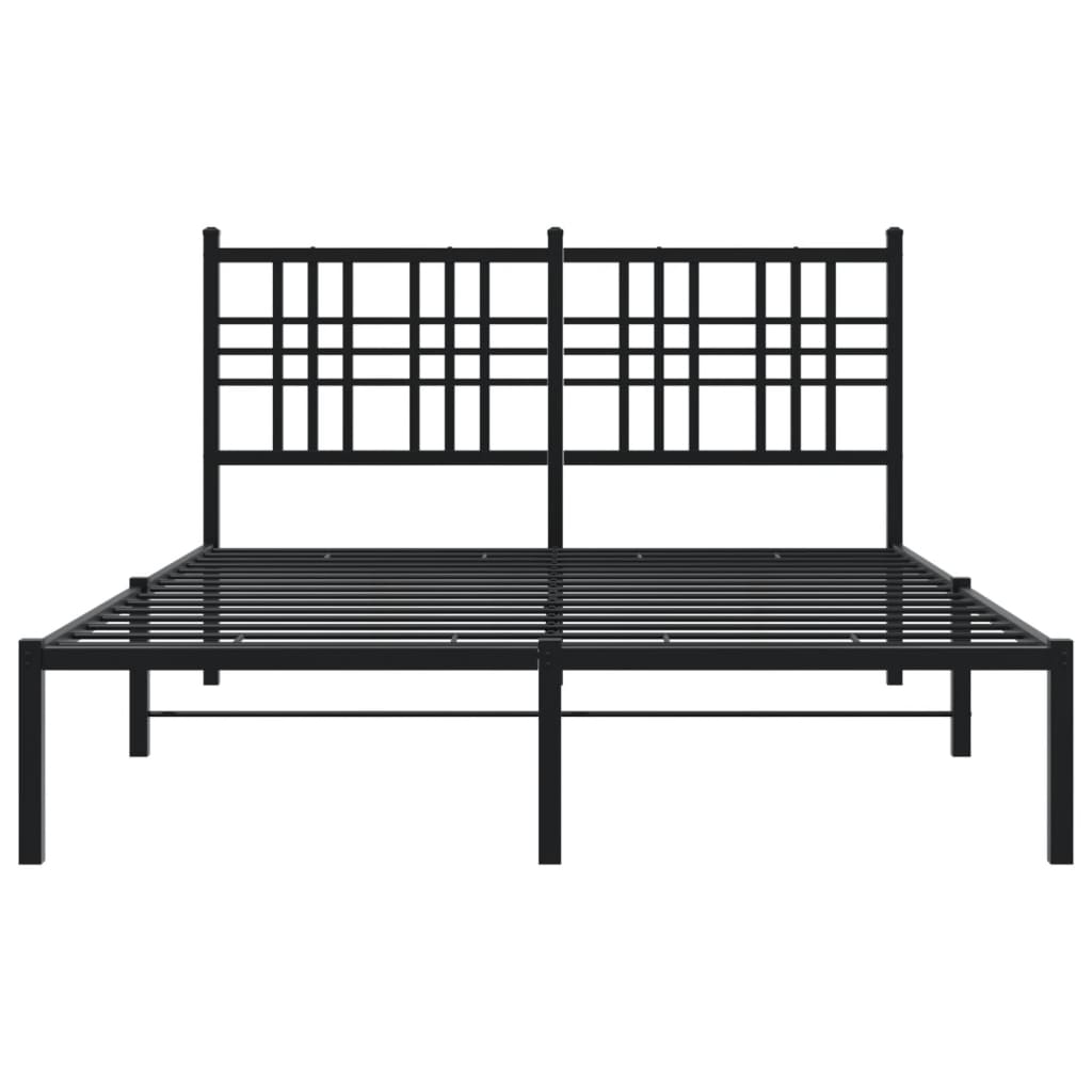 Bedframe met hoofdbord metaal zwart 140x190 cm