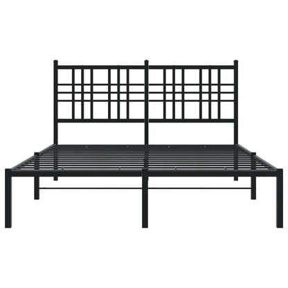 Bedframe met hoofdbord metaal zwart 140x190 cm