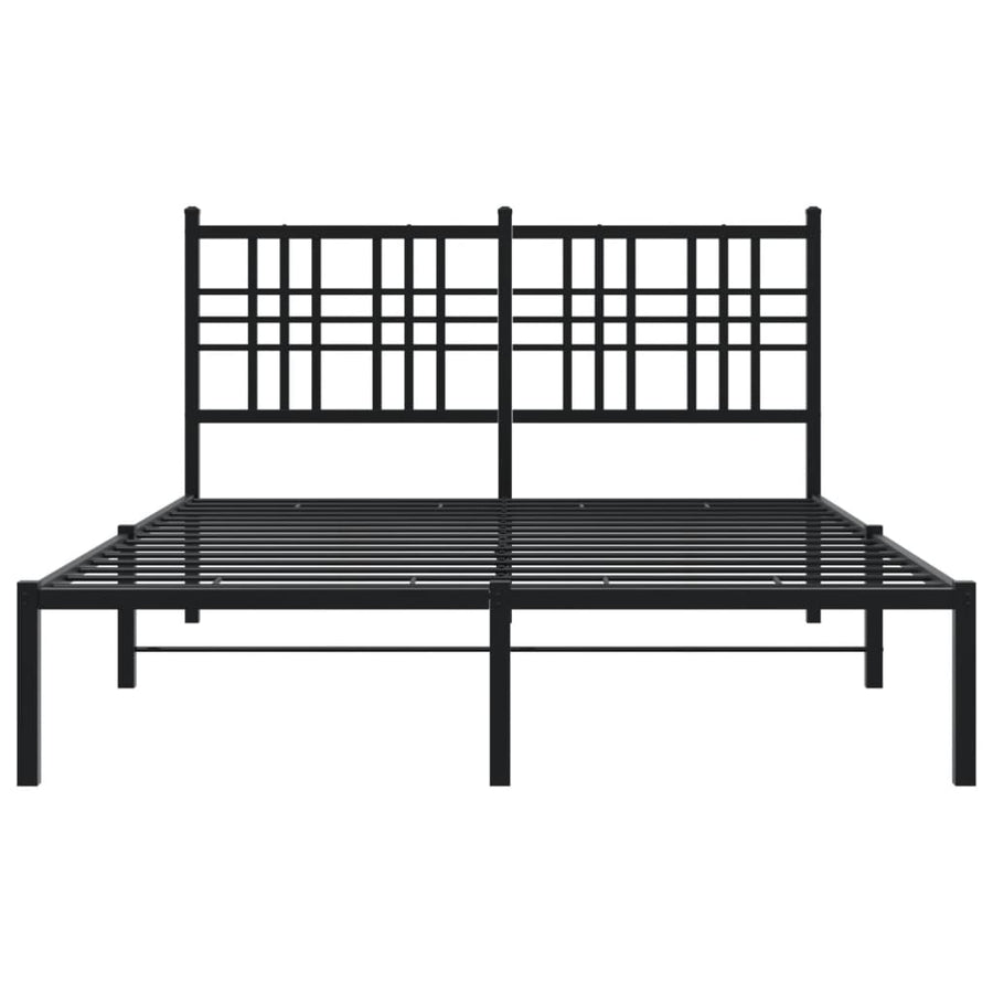 Bedframe met hoofdbord metaal zwart 140x190 cm