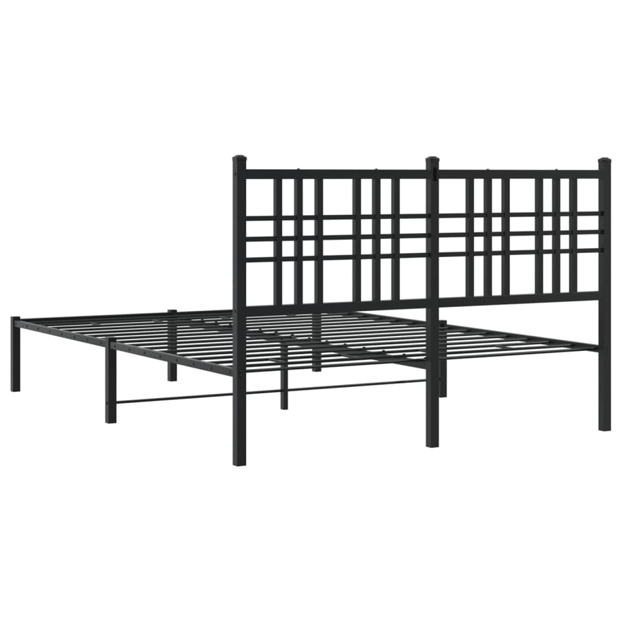 Bedframe met hoofdbord metaal zwart 140x190 cm