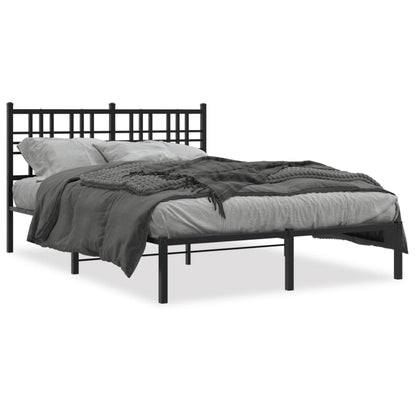 Bedframe met hoofdbord metaal zwart 140x190 cm
