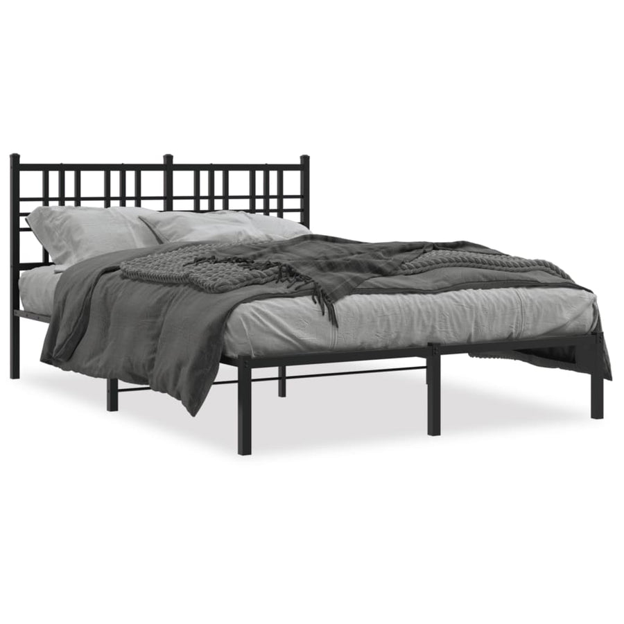 Bedframe met hoofdbord metaal zwart 140x190 cm