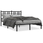 Bedframe met hoofdbord metaal zwart 140x200 cm