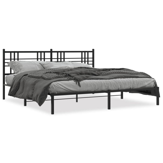 Bedframe met hoofdbord metaal zwart 180x200 cm