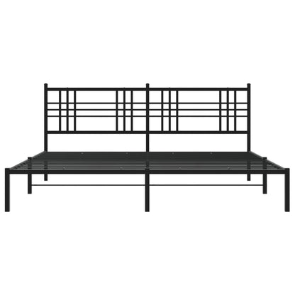 Bedframe met hoofdbord metaal zwart 183x213 cm