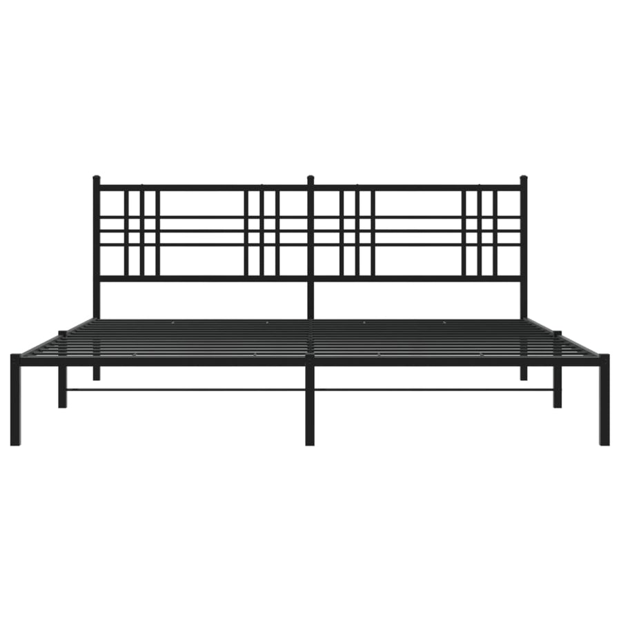 Bedframe met hoofdbord metaal zwart 183x213 cm