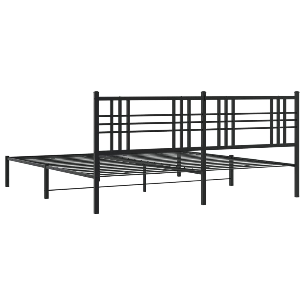 Bedframe met hoofdbord metaal zwart 183x213 cm