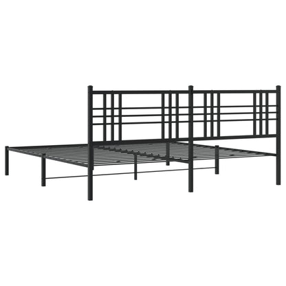 Bedframe met hoofdbord metaal zwart 183x213 cm