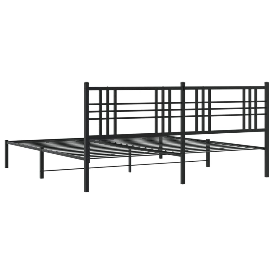 Bedframe met hoofdbord metaal zwart 183x213 cm