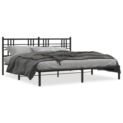 Bedframe met hoofdbord metaal zwart 183x213 cm