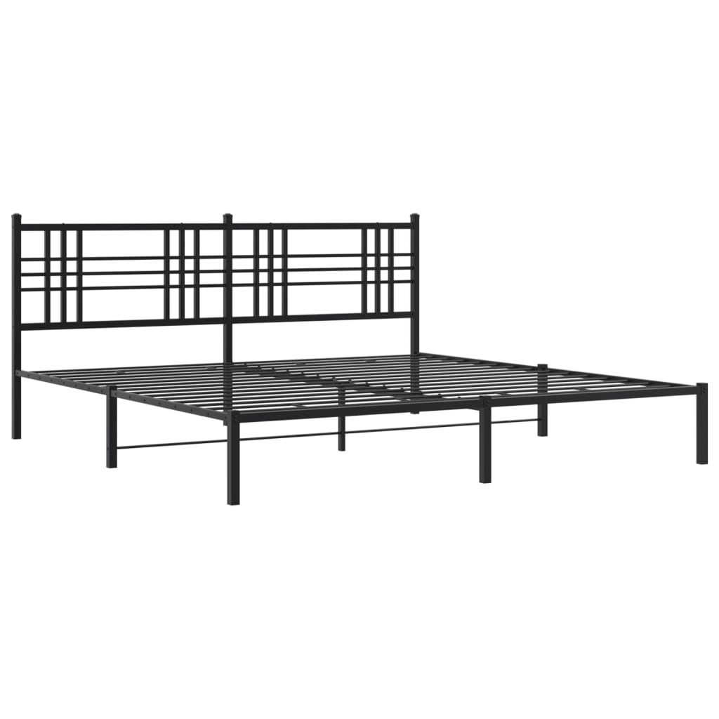Bedframe met hoofdbord metaal zwart 193x203 cm