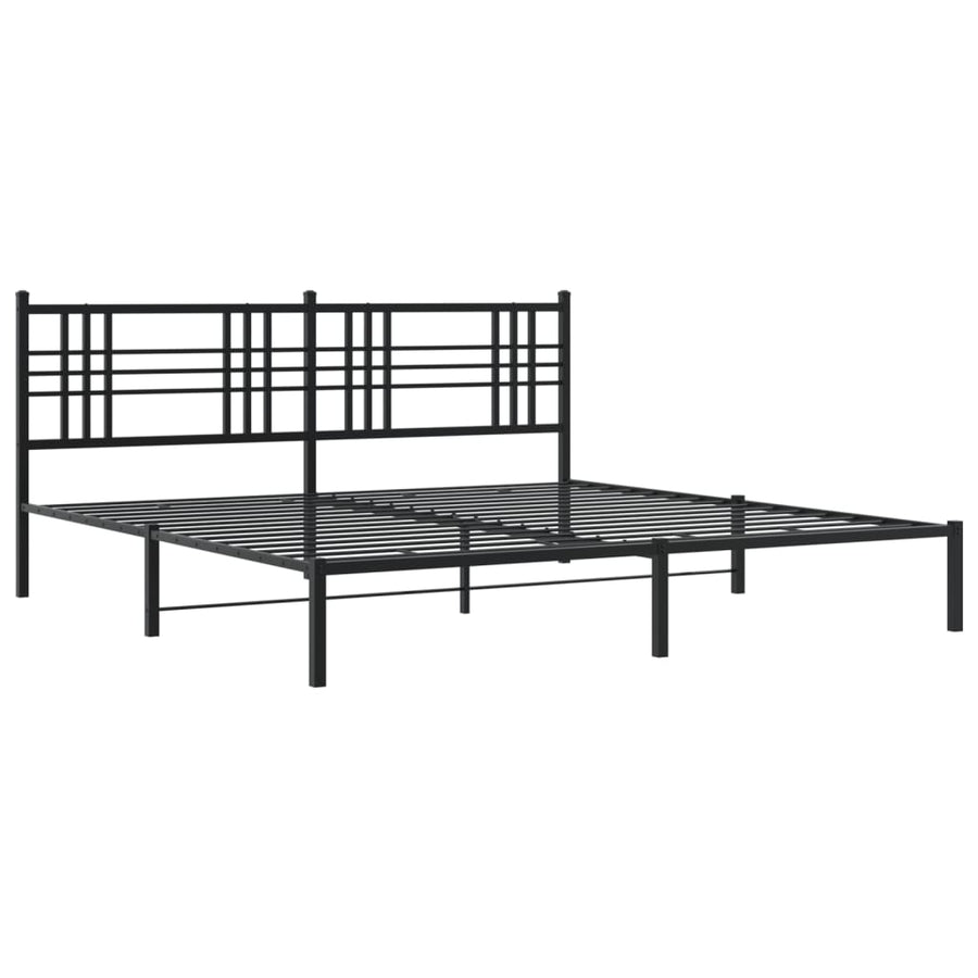 Bedframe met hoofdbord metaal zwart 193x203 cm