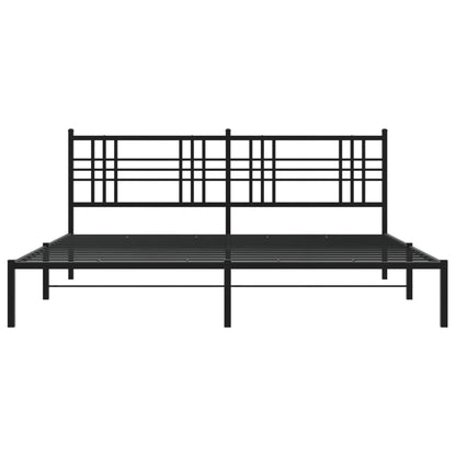 Bedframe met hoofdbord metaal zwart 193x203 cm