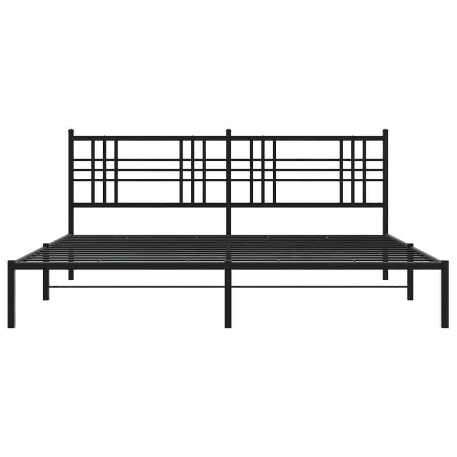 Bedframe met hoofdbord metaal zwart 193x203 cm