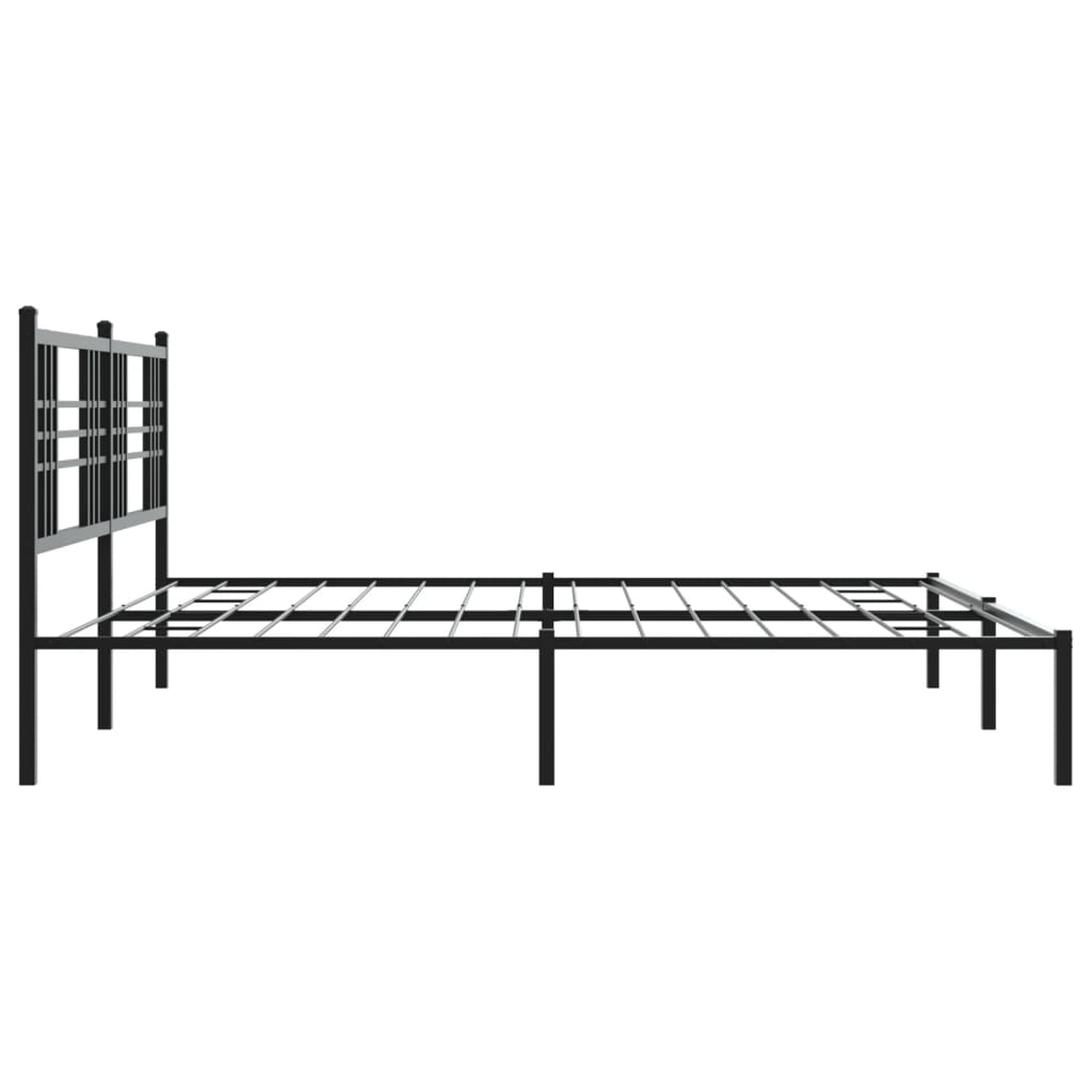 Bedframe met hoofdbord metaal zwart 193x203 cm