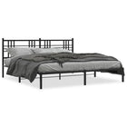 Metal bed frame with headboard black 193x203 cm