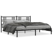 Bedframe metaal zwart 193x203 cm met hoofdbord
