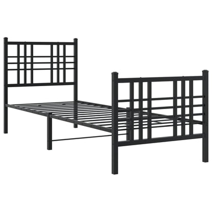 Bedframe met hoofd- en voeteneinde metaal zwart 75x190 cm