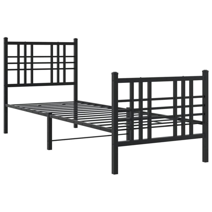 Bedframe met hoofd- en voeteneinde metaal zwart 75x190 cm
