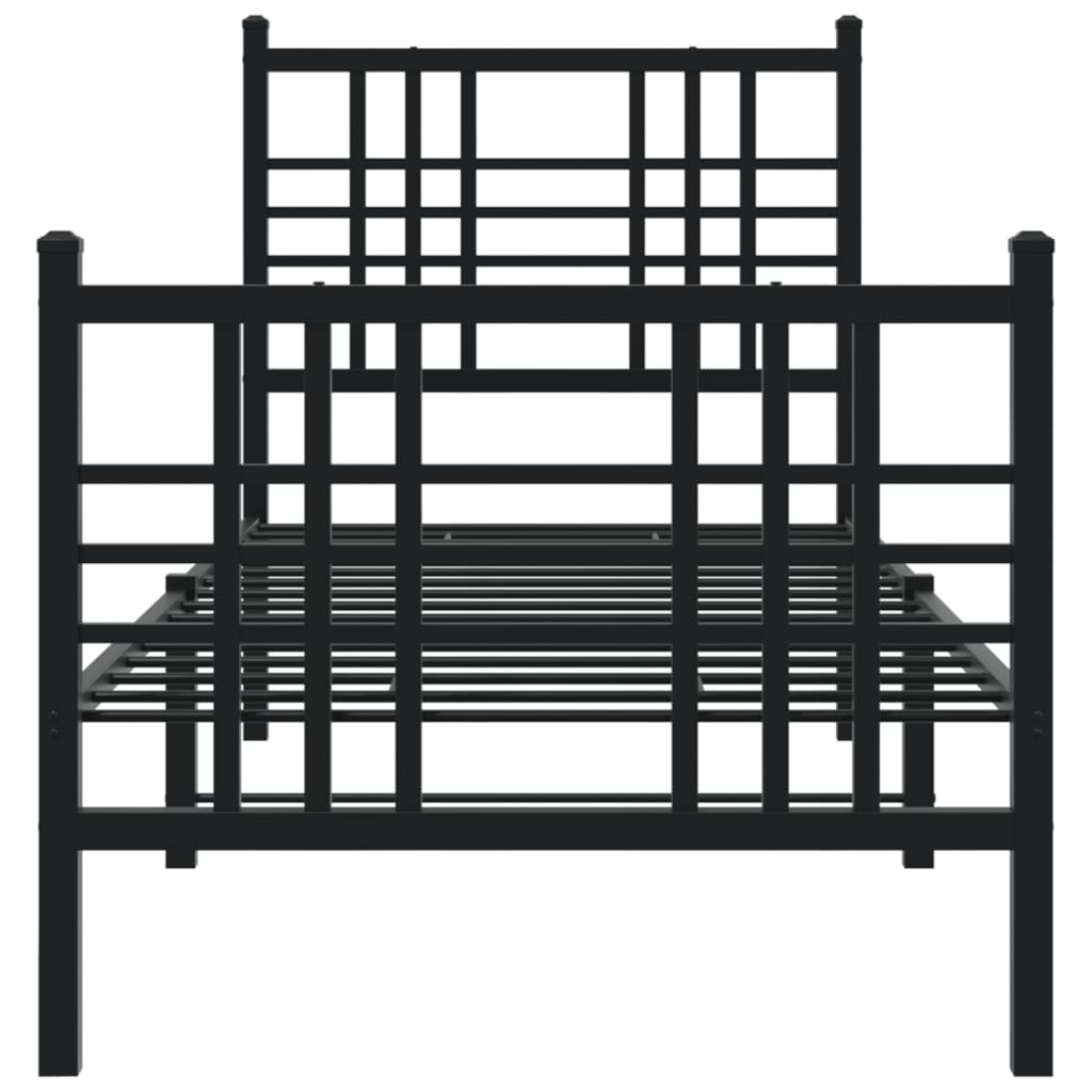 Bedframe met hoofd- en voeteneinde metaal zwart 75x190 cm