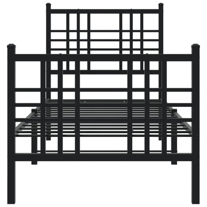 Bedframe met hoofd- en voeteneinde metaal zwart 75x190 cm
