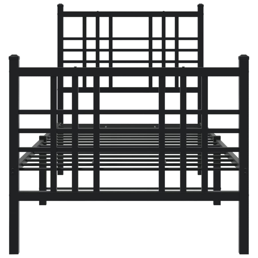 Bedframe met hoofd- en voeteneinde metaal zwart 75x190 cm