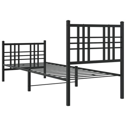 Bedframe met hoofd- en voeteneinde metaal zwart 75x190 cm