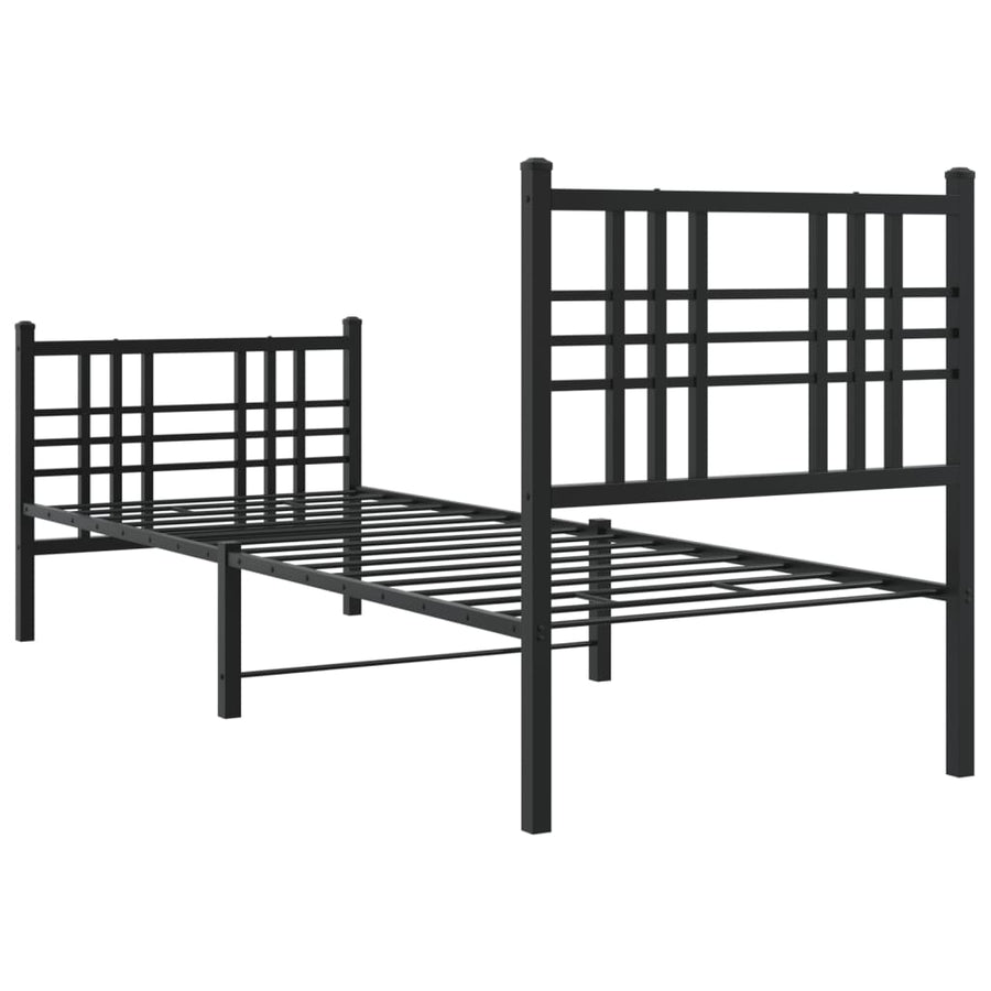 Bedframe met hoofd- en voeteneinde metaal zwart 75x190 cm