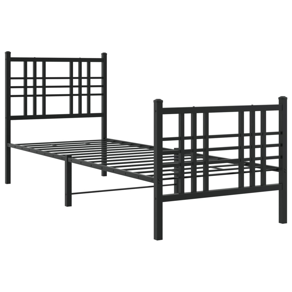 Bedframe Met Hoofd- En Voeteneinde Metaal Zwart 80X200 Cm