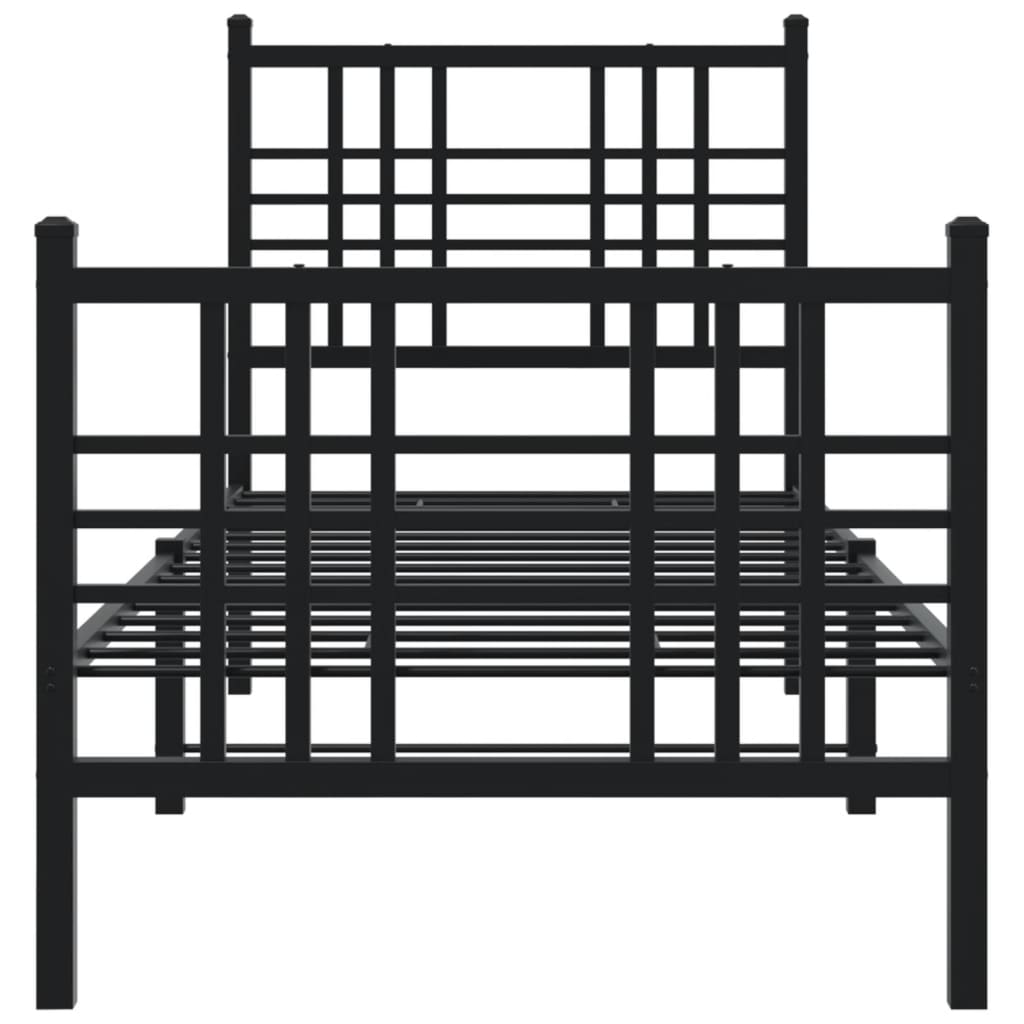 Bedframe Met Hoofd- En Voeteneinde Metaal Zwart 80X200 Cm
