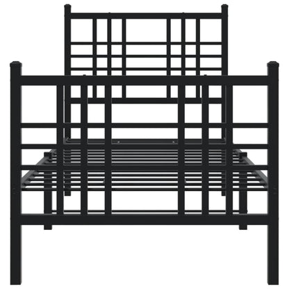 Bedframe Met Hoofd- En Voeteneinde Metaal Zwart 80X200 Cm